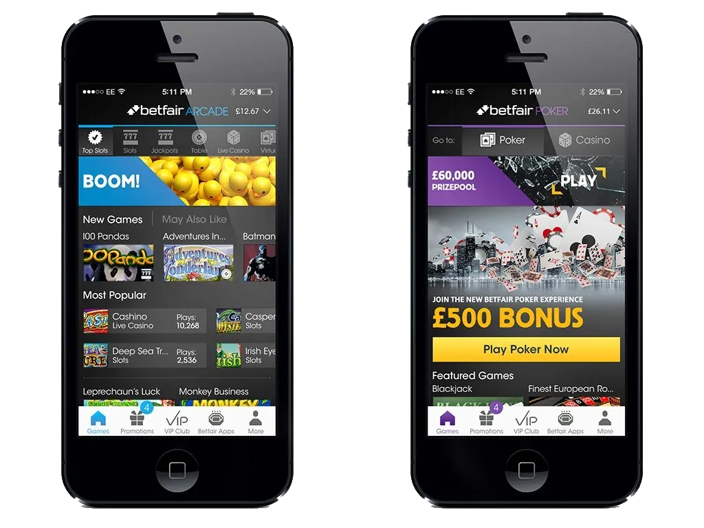 An iPhone showing a Betfair Arcade promotion, with a £500 bonus.