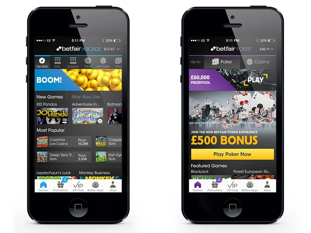 An iPhone showing a Betfair Arcade promotion, with a £500 bonus.